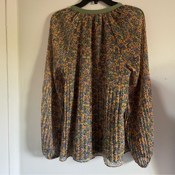 Zara Ditsy Floral Pleated Chiffon Effect Balloon Sleeve Top Size S - Picture 4 of 11